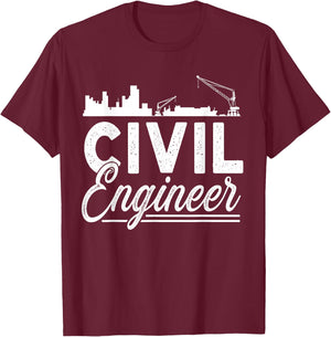 Civil Engineer Student Profession Engineering Job T-Shirt - T-Shirt | Maroon