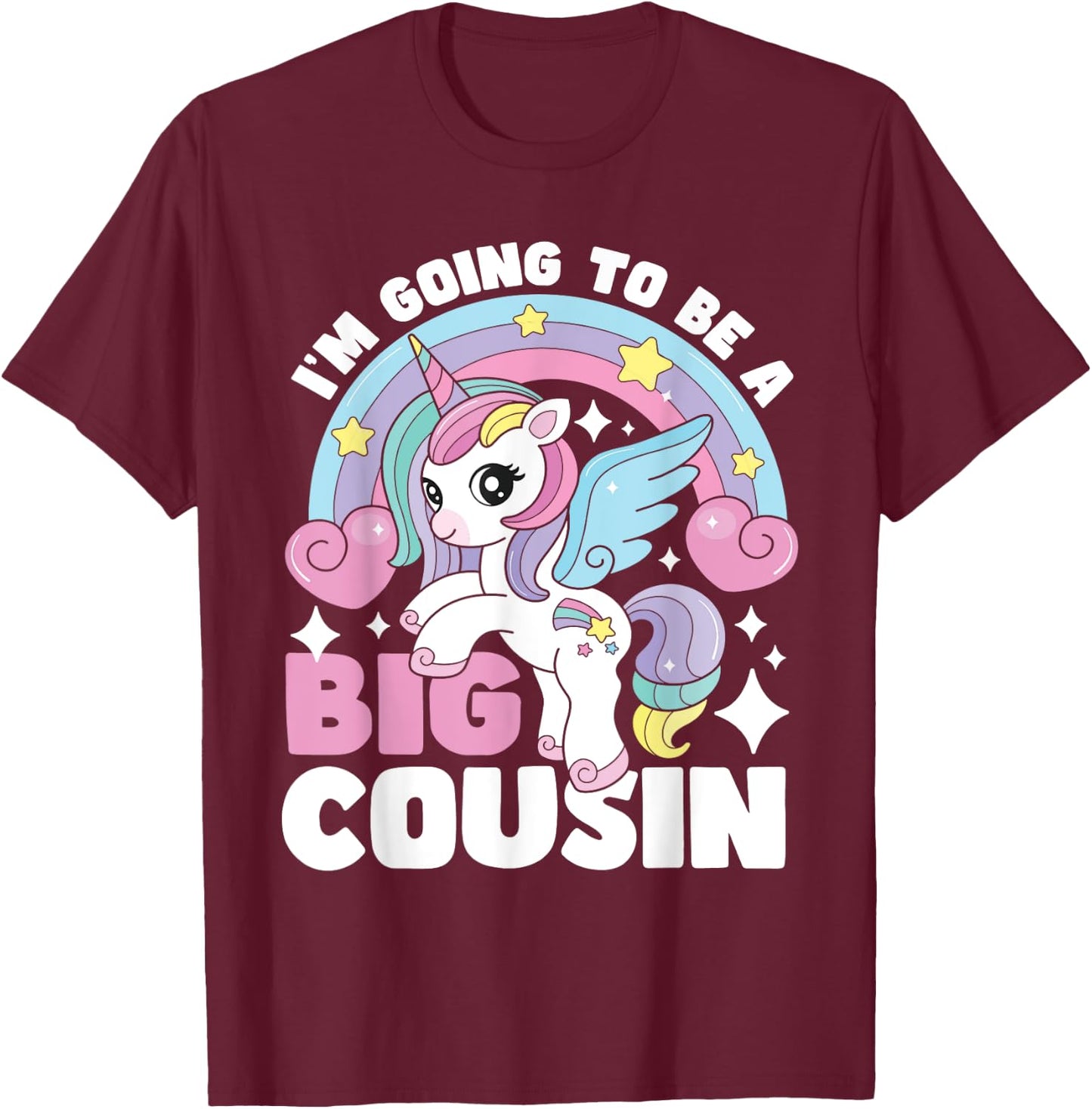 I'm Going To Be A Big Cousin - Unicorn Gender Reveal Family T-Shirt - T-Shirt | Maroon