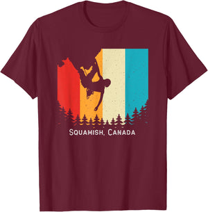 Vintage Squamish, Canada Rock Climbing Bouldering Mountain T-Shirt - T-Shirt | Maroon