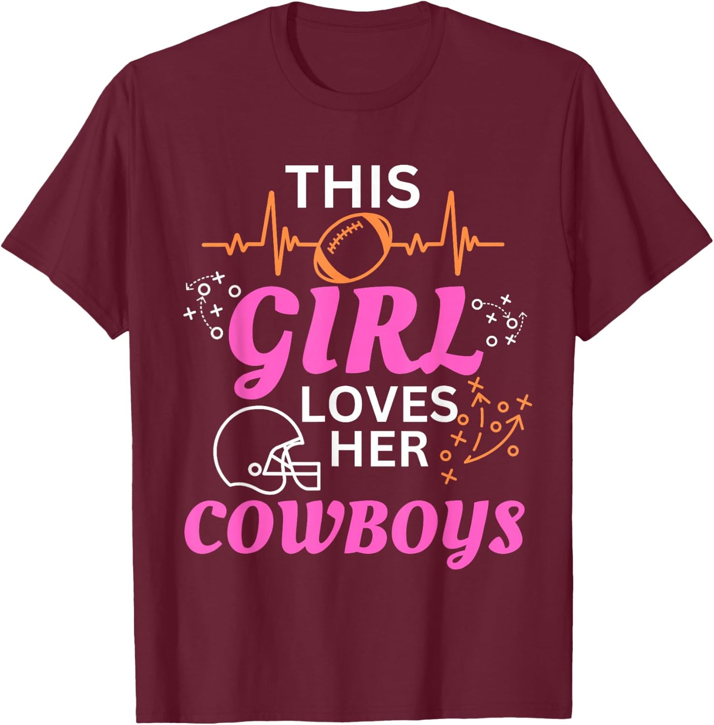 This Girl Loves Her Cowboy Cute Texas Dallas T-Shirt - T-Shirt | Maroon