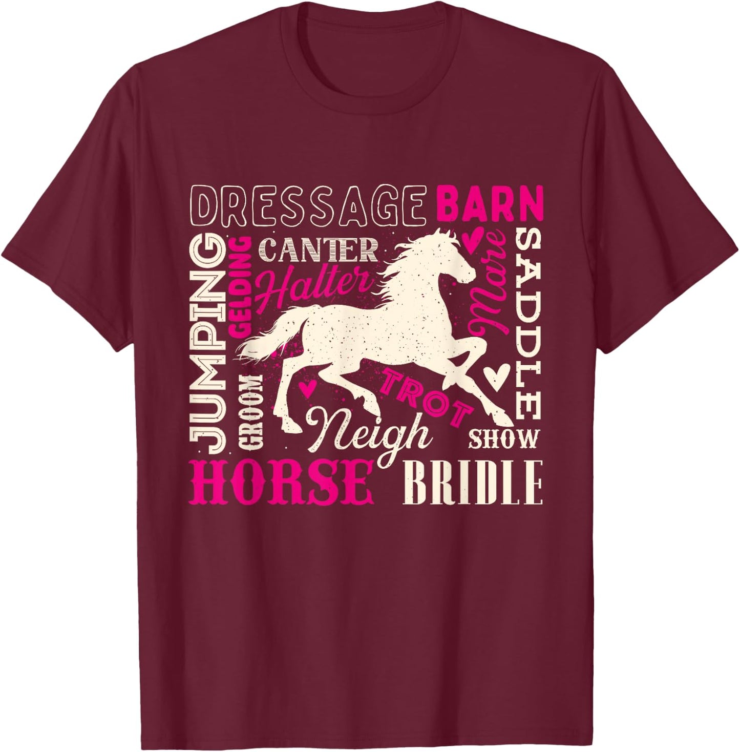 Typography Horses - Horseman Horse Owner Equestrian Riding T-Shirt - T-Shirt | Maroon