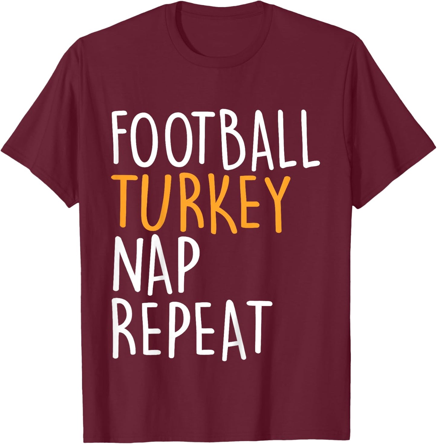 Kids Football Turkey Nap Repeat Funny Boys Thanksgiving Toddler T-Shirt - T-Shirt | Maroon