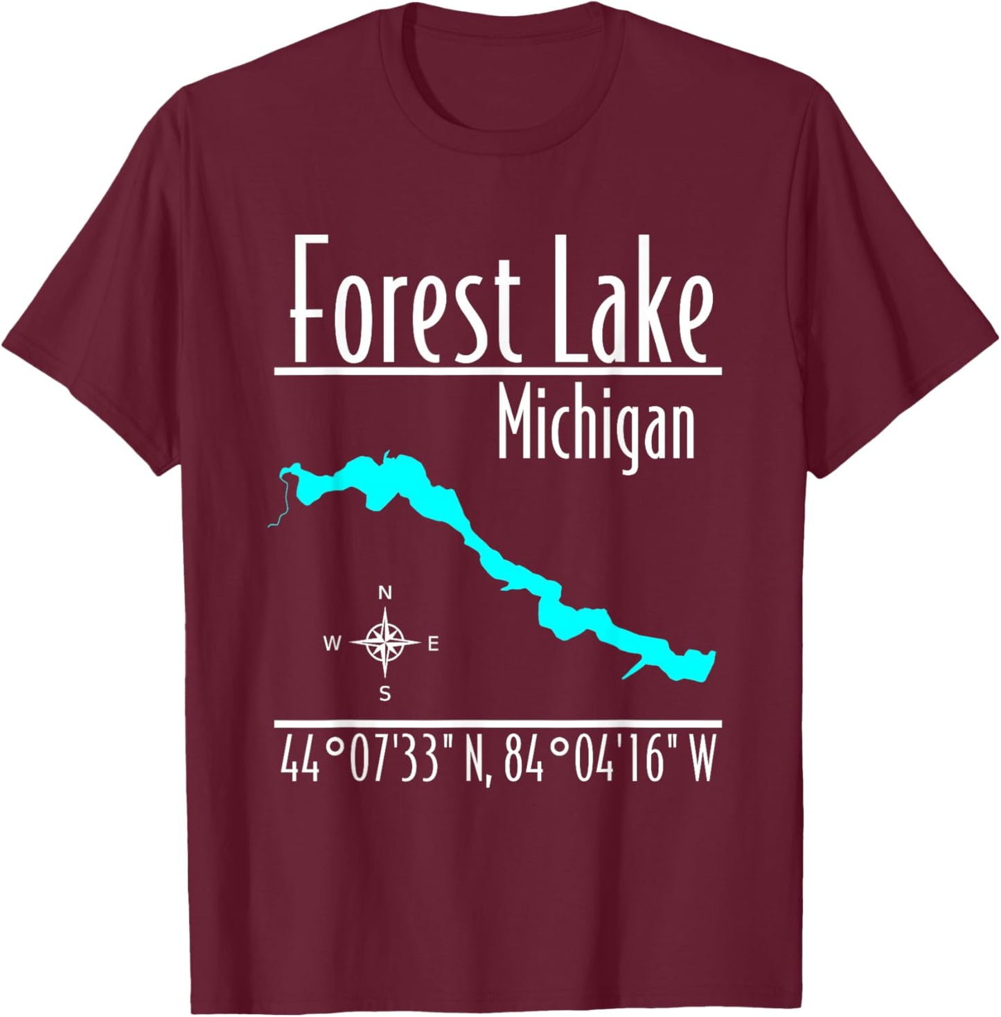 Modern Forest Lake - Michigan T-Shirt - T-Shirt | Maroon