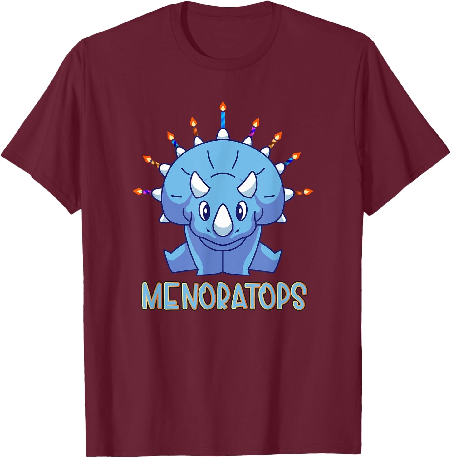 Dinosaur menorah triceratops "menoratops" hanukkah T-Shirt - T-Shirt | Maroon