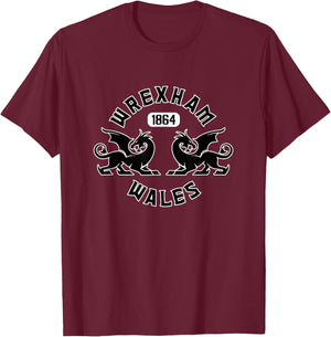 Wrexham Wales 1864 Twin Dragons T-Shirt - T-Shirt | Maroon
