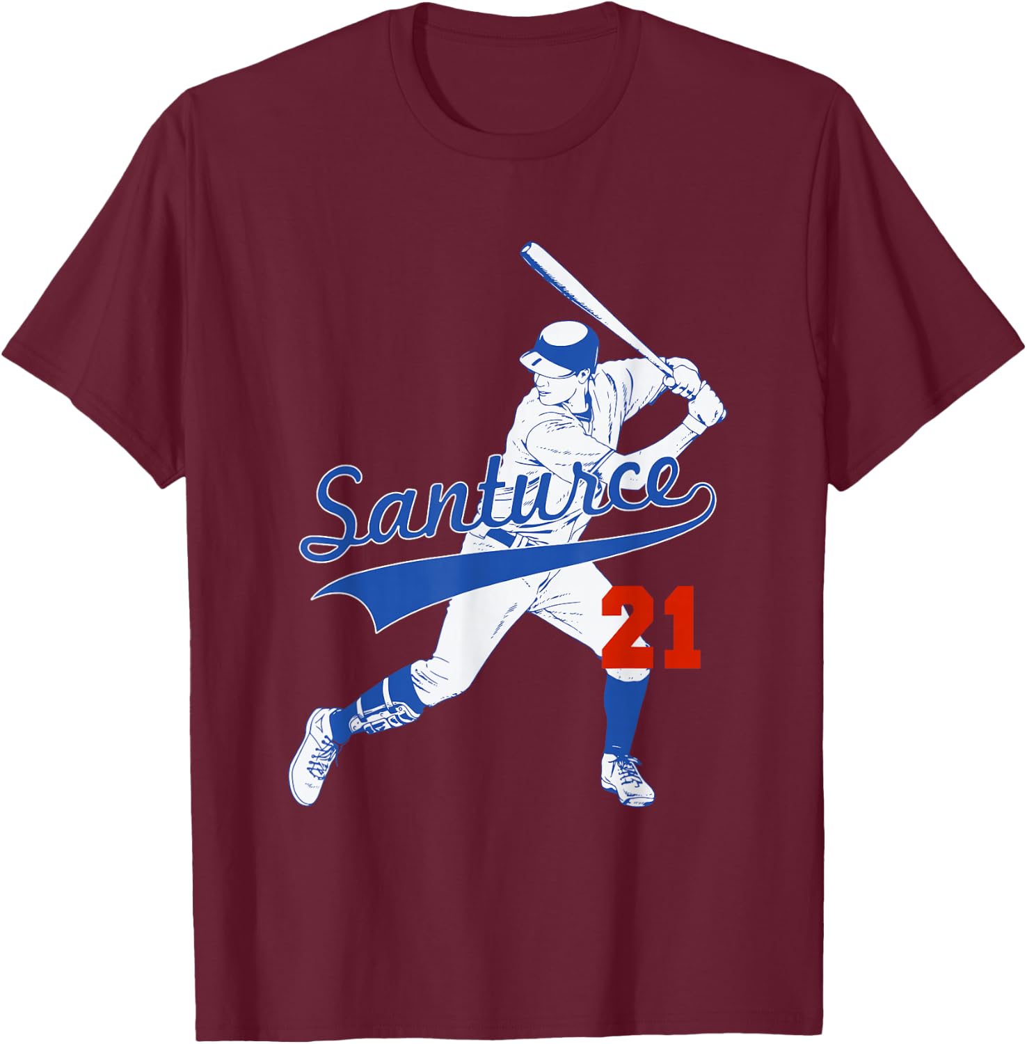 Retro Puerto Rico Santurce 21 Puerto Rican Baseball Player T-Shirt - T-Shirt | Maroon