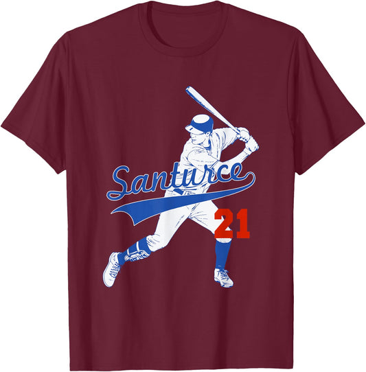 Retro Puerto Rico Santurce 21 Puerto Rican Baseball Player T-Shirt - T-Shirt | Maroon