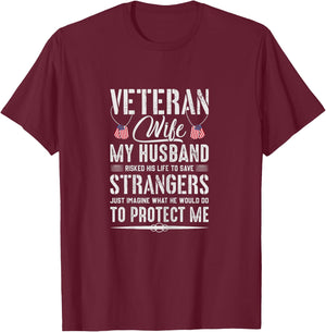 Cool Military Veteran Wife Army Husband Soldier Saying Gift T-Shirt - T-Shirt | Maroon