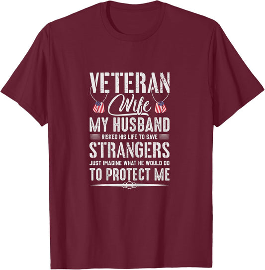 Cool Military Veteran Wife Army Husband Soldier Saying Gift T-Shirt - T-Shirt | Maroon