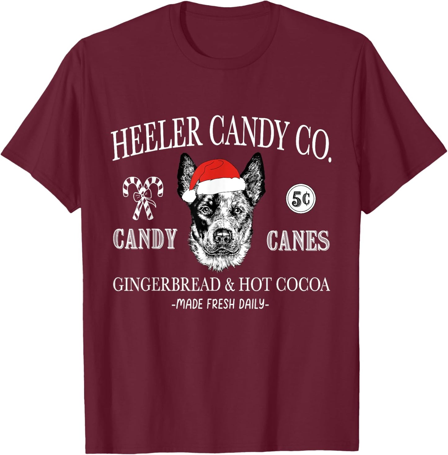 Funny Santa Australian Cattle Dog Christmas Vintage Holiday Men Women Kids T-Shirt - T-Shirt | Maroon