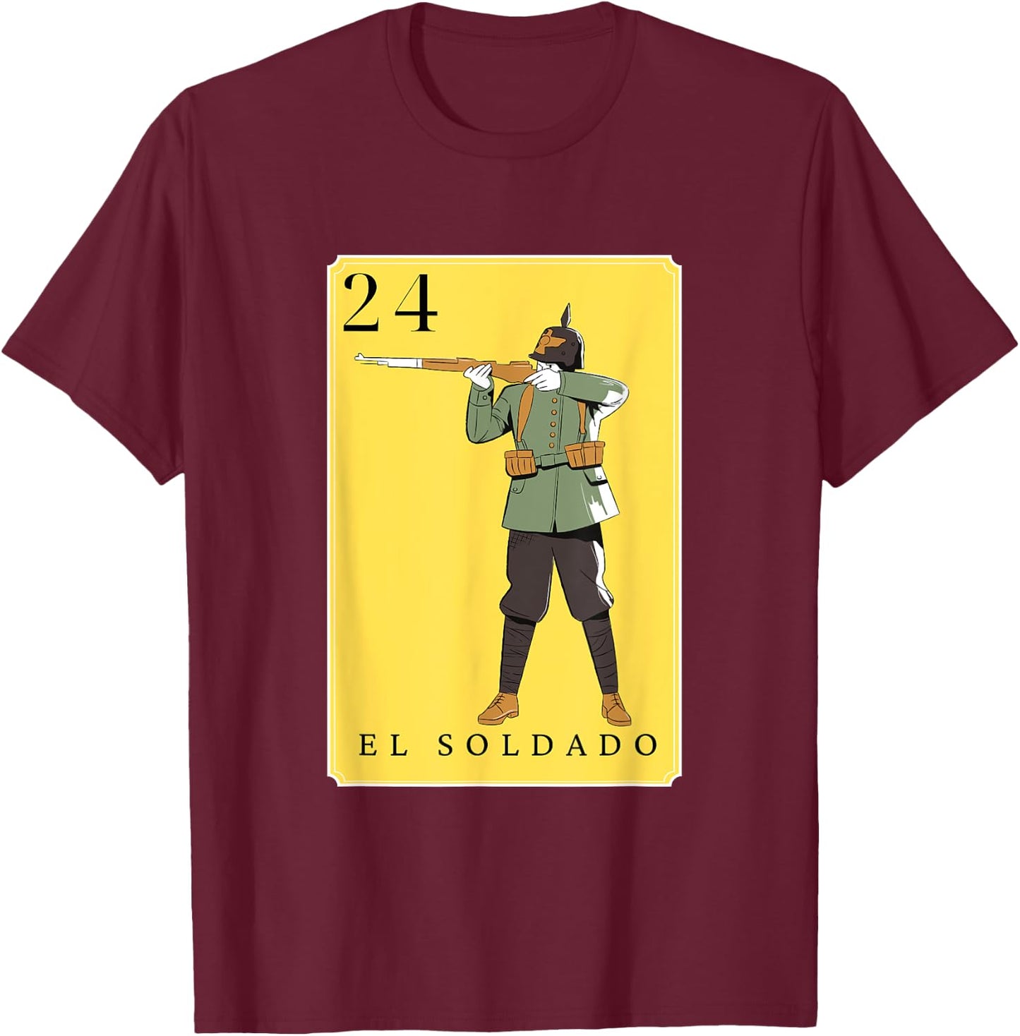 El Soldado Funny Spanish-Mexican Bingo Cards The Soldier T-Shirt - T-Shirt | Maroon