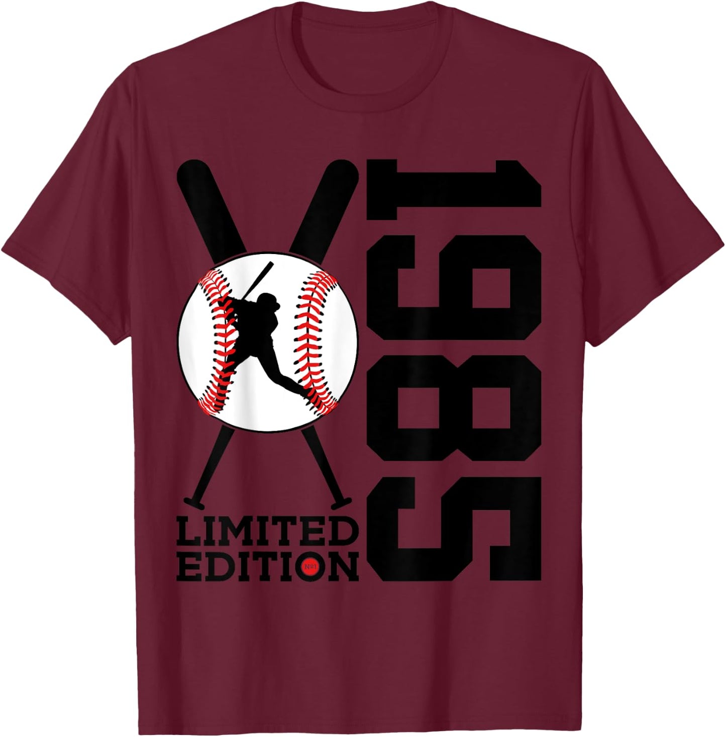 40th BIRTHDAY BASEBALL LIMITED EDITION 1985 T-Shirt - T-Shirt | Maroon