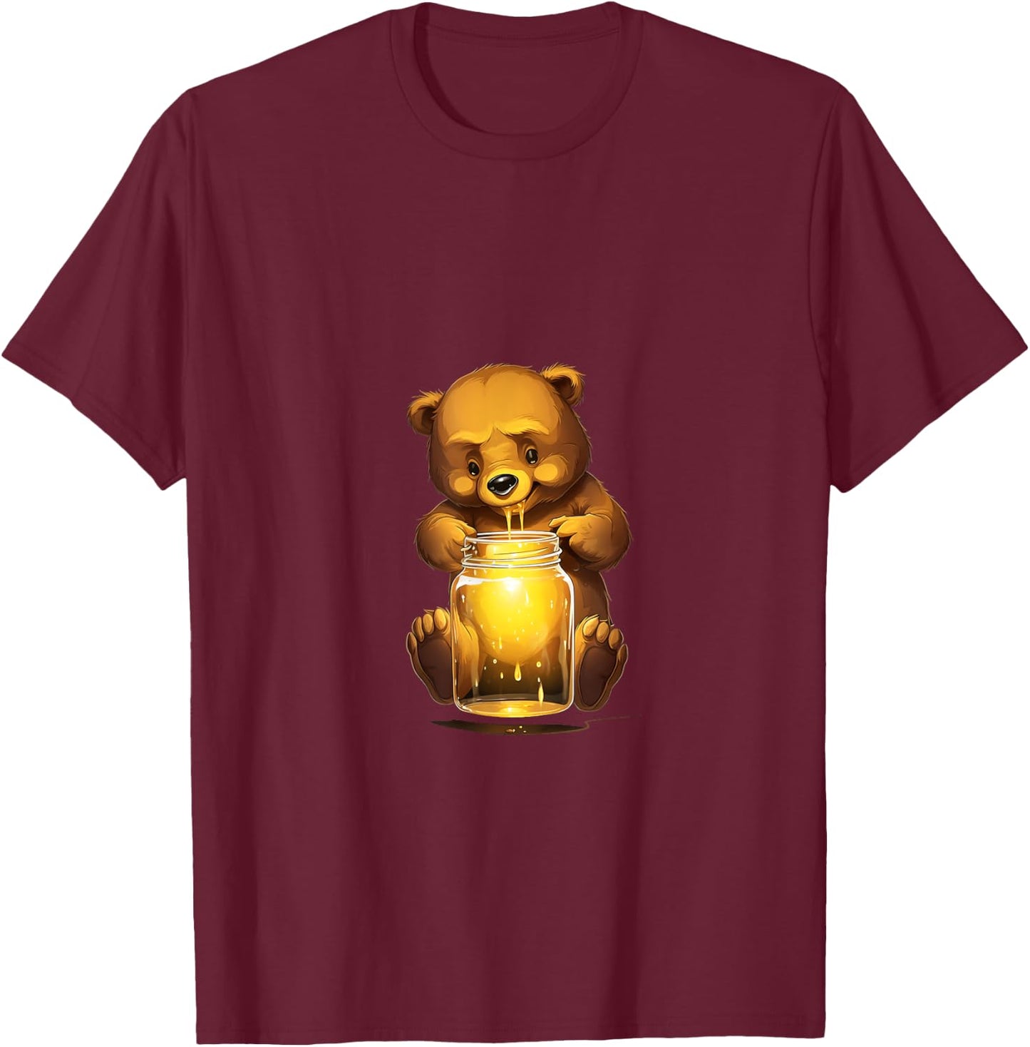 Bear Honey Jar Grizzly Kawaii T-Shirt - T-Shirt | Maroon