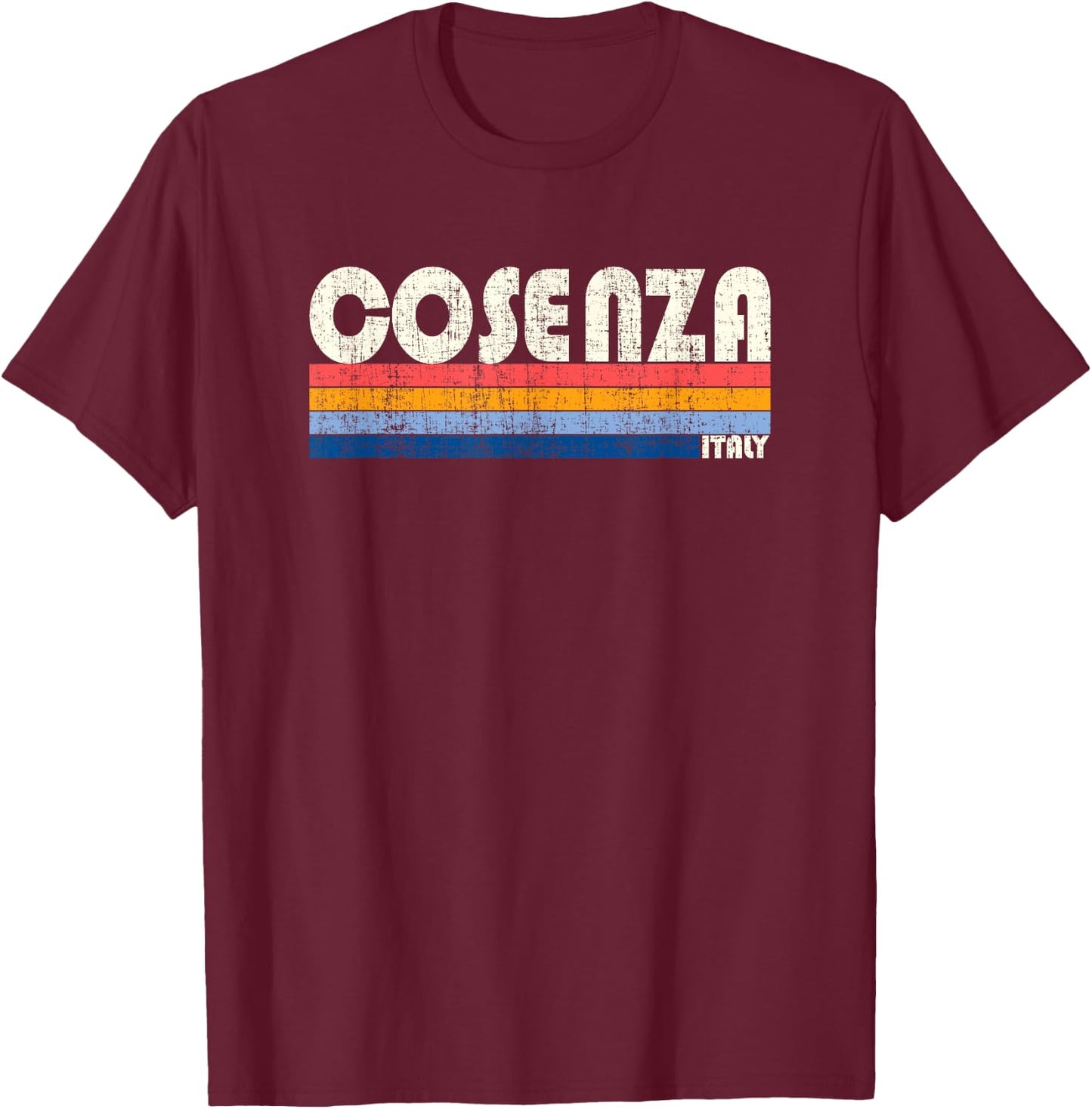 Cosenza, Italy Retro 70s 80s Style T-Shirt - T-Shirt | Maroon