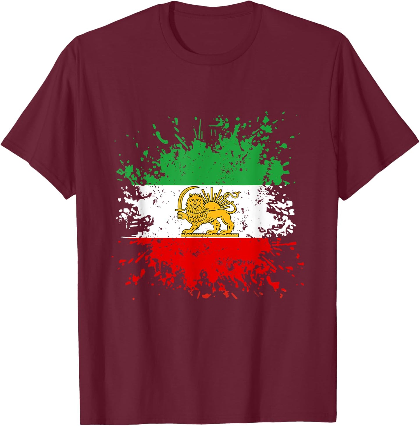 Iran Lion Sun Flag,Iran,Persian,Flag of Iran. T-Shirt - T-Shirt | Maroon
