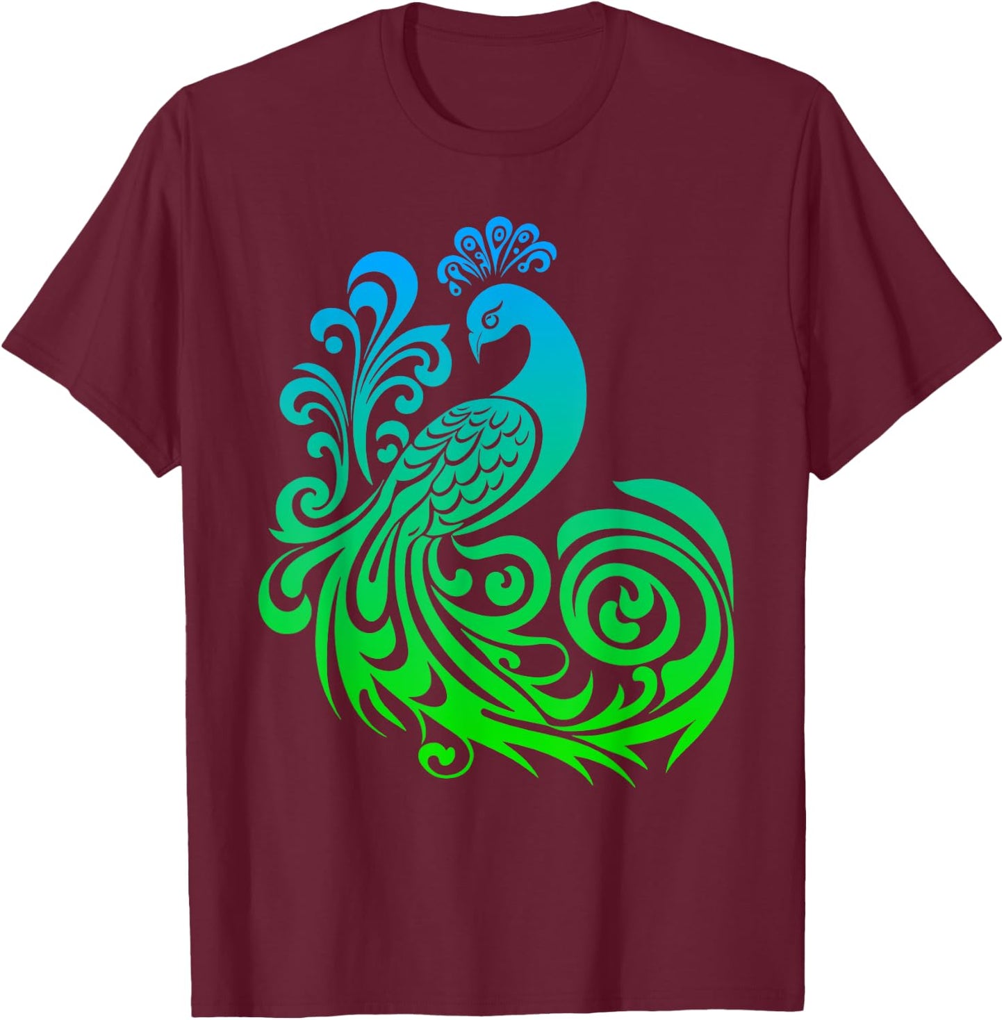 Beautiful Peacock T-Shirt - T-Shirt | Maroon