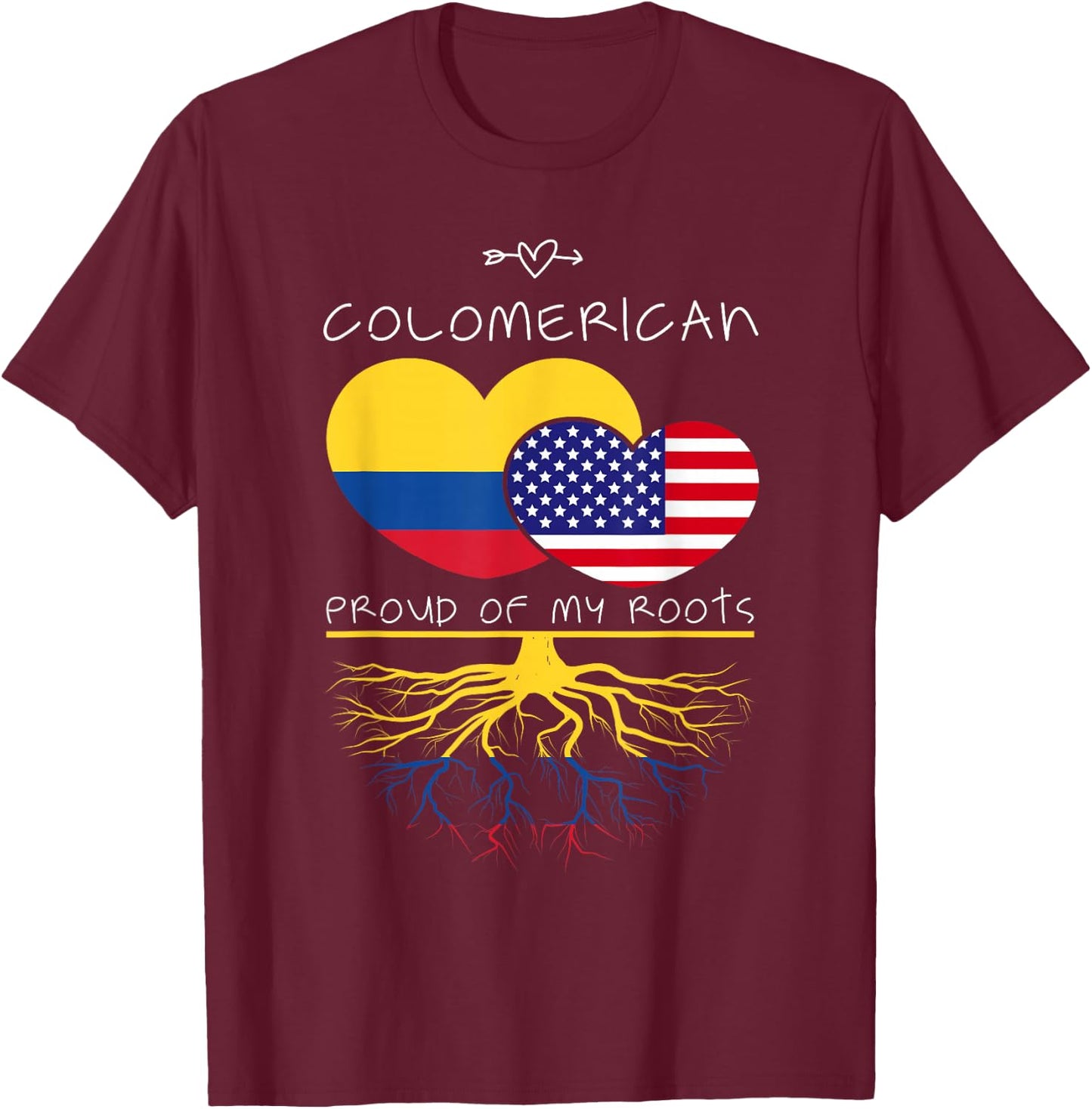 Colombia USA Proud Of Both Countries Colomerican T-Shirt - T-Shirt | Maroon