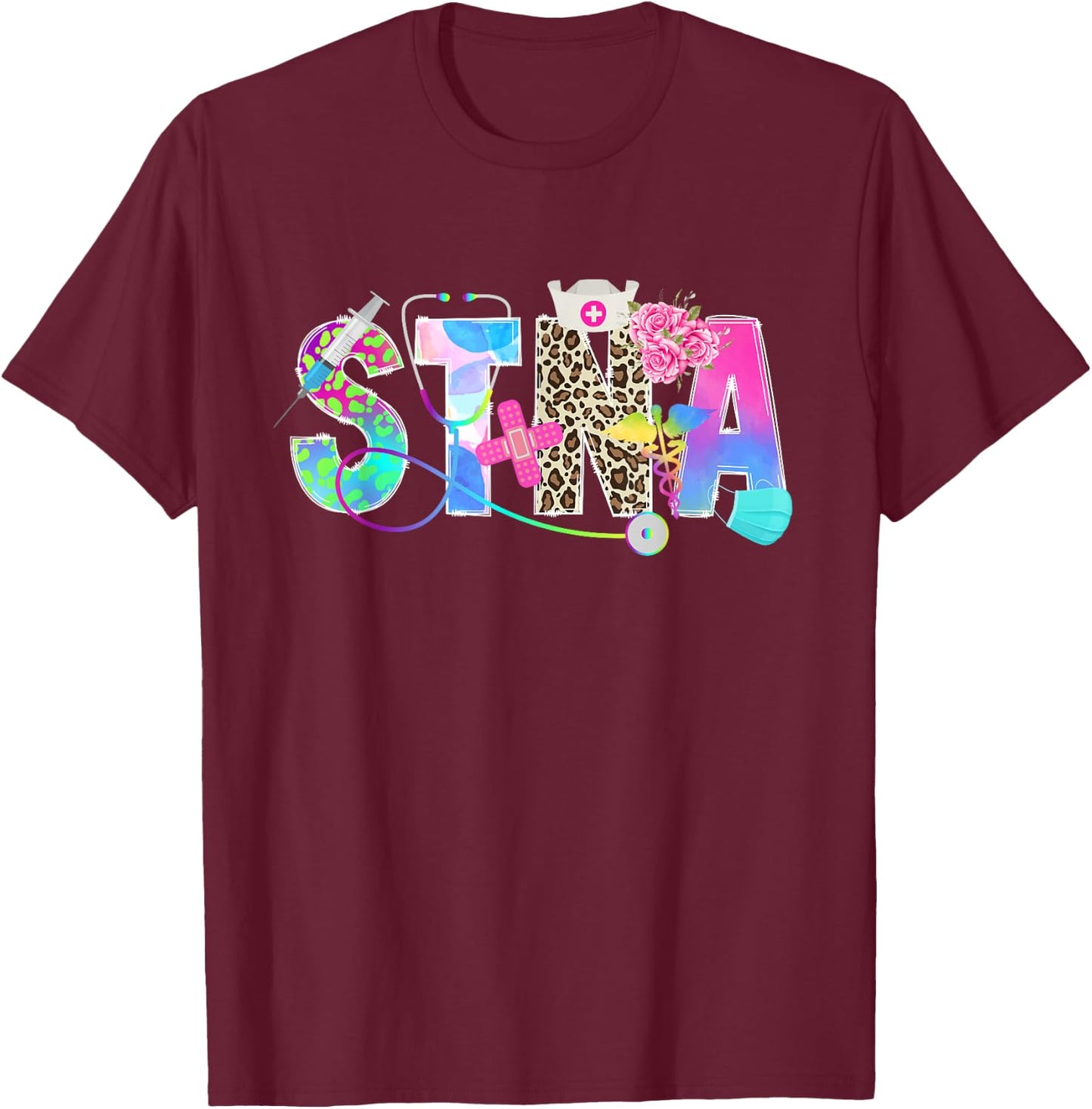 STNA State Tested Nursing Assistant Cute STNA Nurse T-Shirt - T-Shirt | Maroon