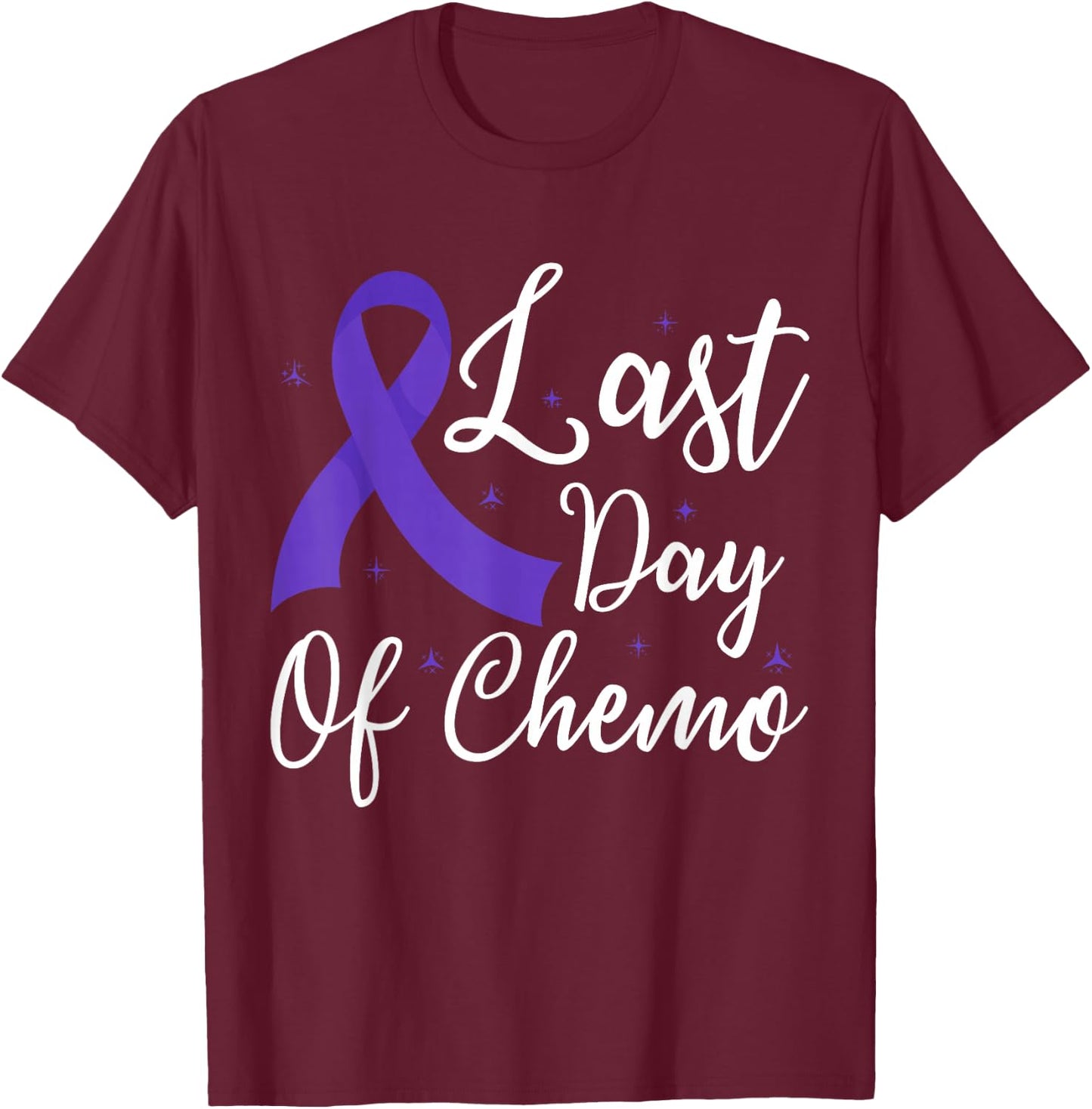 Last Day Of Chemo Pancreatic Cancer Awareness Month Warrior T-Shirt - T-Shirt | Maroon
