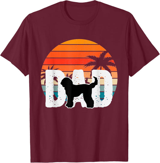Whoodle Dog Dad Retro Sunset 90s Vintage T-Shirt - T-Shirt | Maroon