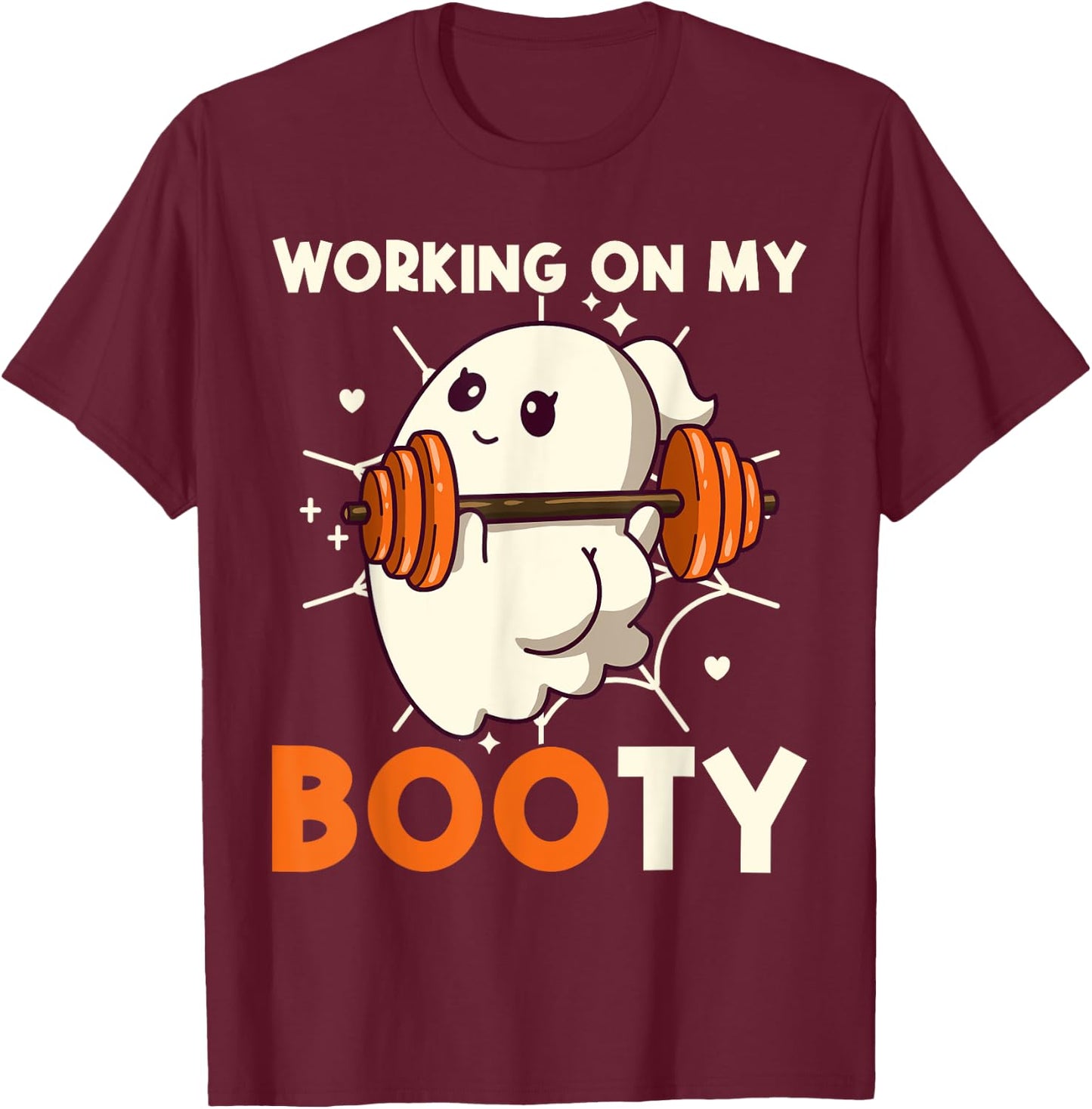 Working On My Booty Ghost Boo Gym Lover Halloween Funny T-Shirt - T-Shirt | Maroon