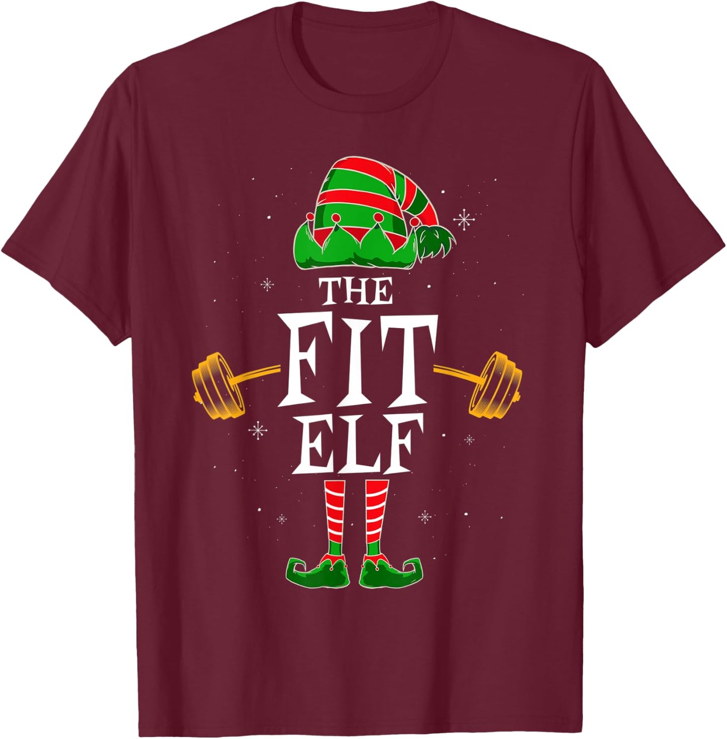 Fit Elf Group Matching Family Christmas Gym Fitness T-Shirt - T-Shirt | Maroon