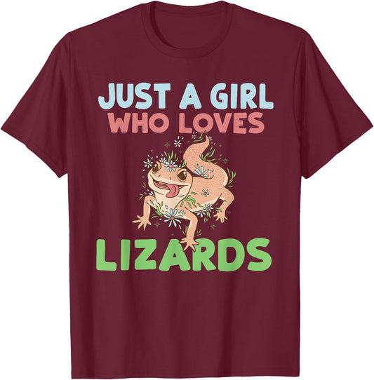 Just a Girl who loves Lizards Reptile Keeper T-Shirt - T-Shirt | Maroon
