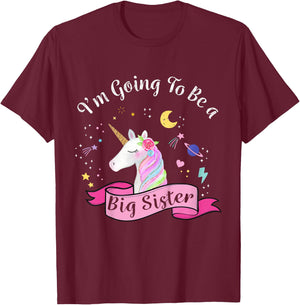 Big Sister Unicorn Shirt I'm Going to be a Big Sister T-Shirt - T-Shirt | Maroon
