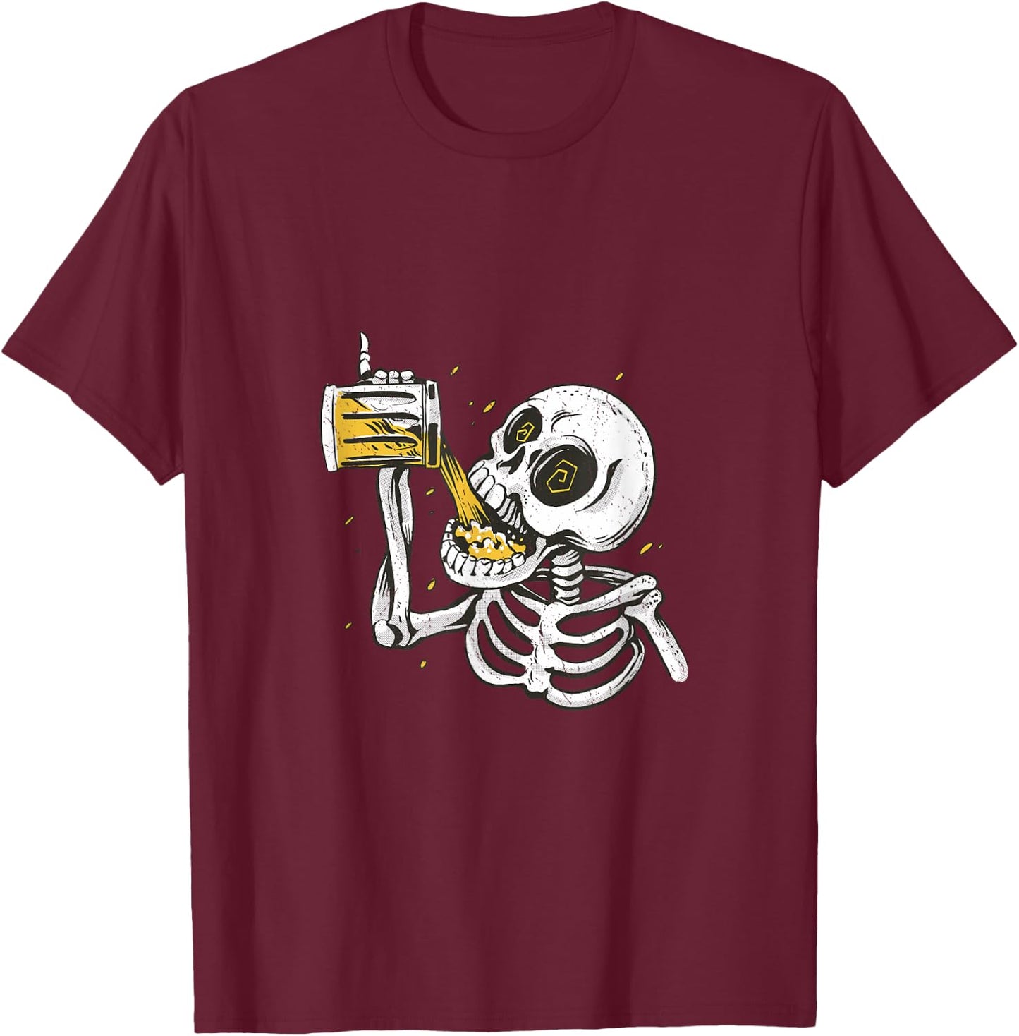 Pinky Up Skeleton Drinking Stein of Beer Octoberfest Design T-Shirt - T-Shirt | Maroon