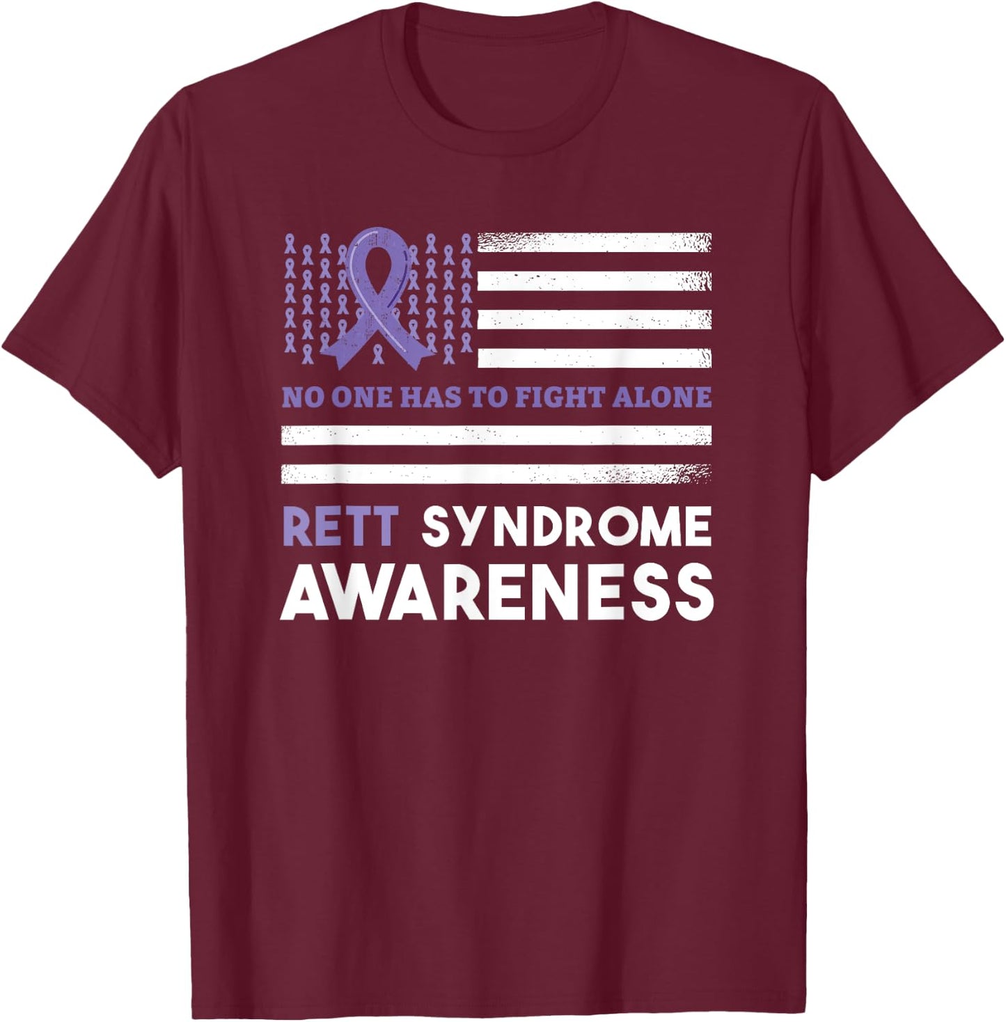 Rett Syndrome Awareness Butterfly Ribbon Purple Support T-Shirt - T-Shirt | Maroon
