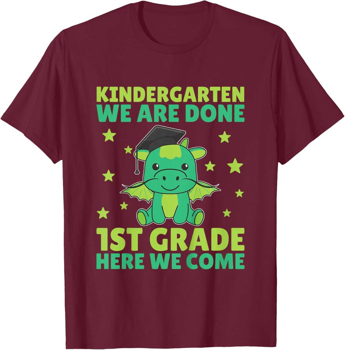 Kids Kids Kindergarten Graduate Dragon Graduation T-Shirt - T-Shirt | Maroon