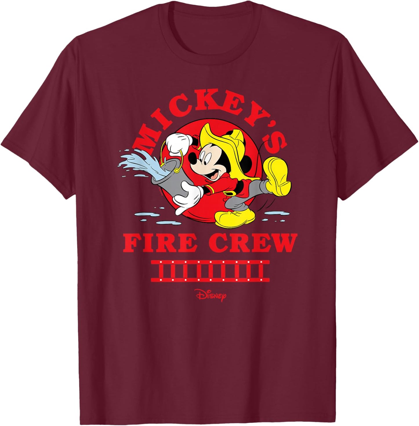 Mickey - FIre Crew Mickey Water Bucket T-Shirt - T-Shirt | Maroon