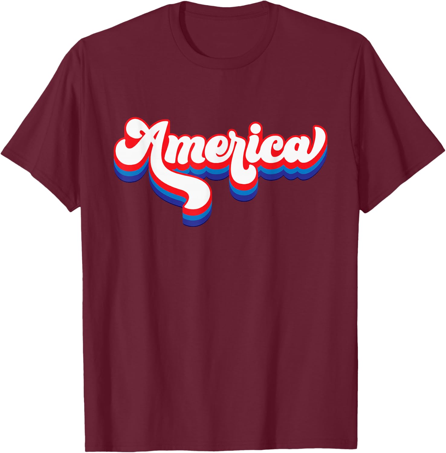 Retro USA 4th of July America Patriotic Independence T-Shirt - T-Shirt | Maroon