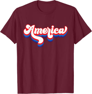 Retro USA 4th of July America Patriotic Independence T-Shirt - T-Shirt | Maroon