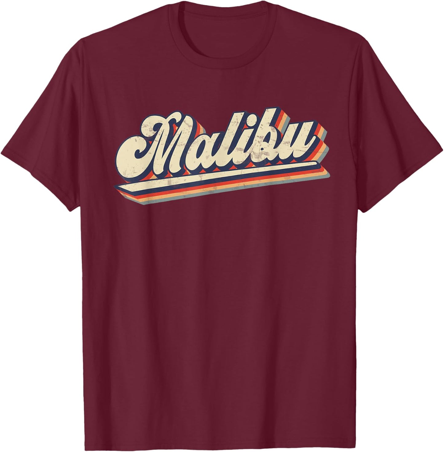 Retro Malibu Beach California Saying - Surfer T-Shirt - T-Shirt | Maroon