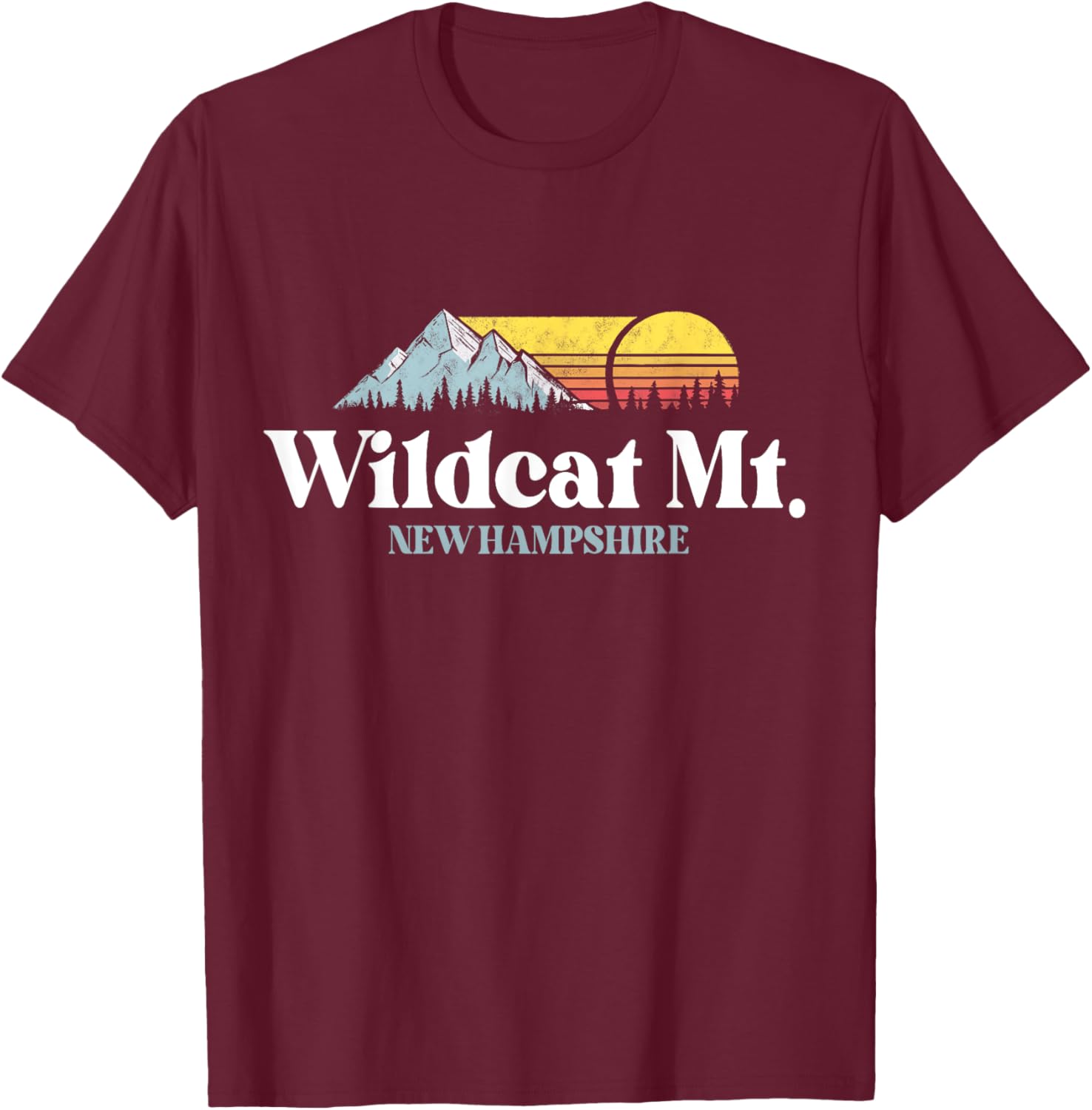 Wildcat Mountain, NEW HAMPSHIRE, Ski Slopes Snowboard Hiking T-Shirt - T-Shirt | Maroon