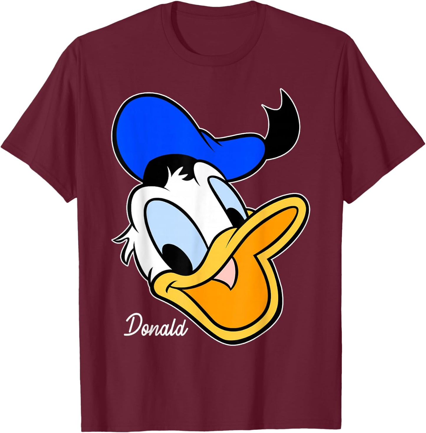 Disney Donald Duck Smiling Face Portrait T-Shirt - T-Shirt | Maroon