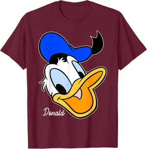 Disney Donald Duck Smiling Face Portrait T-Shirt - T-Shirt | Maroon