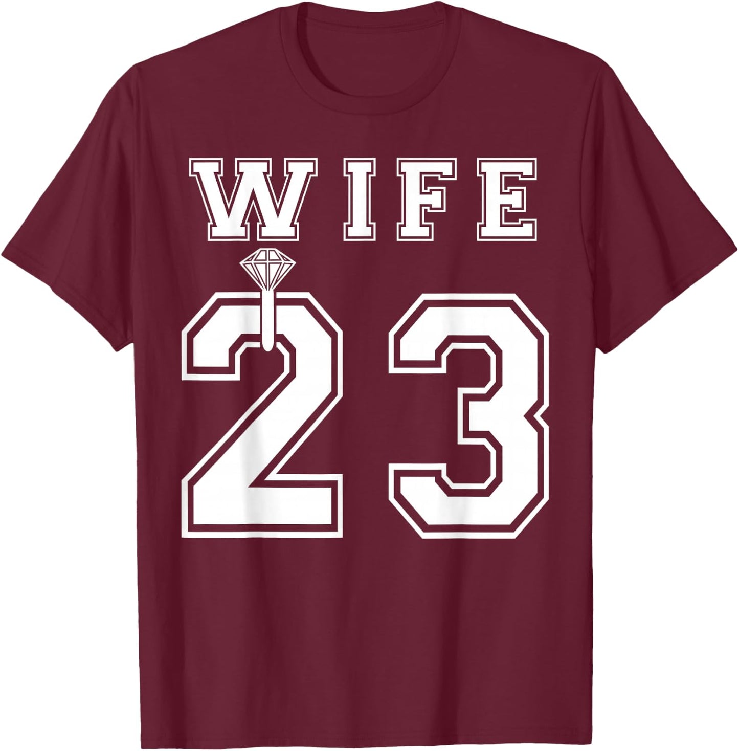 Wife Husband Matching 2023 Engagement Party Honeymoon T-Shirt - T-Shirt | Maroon