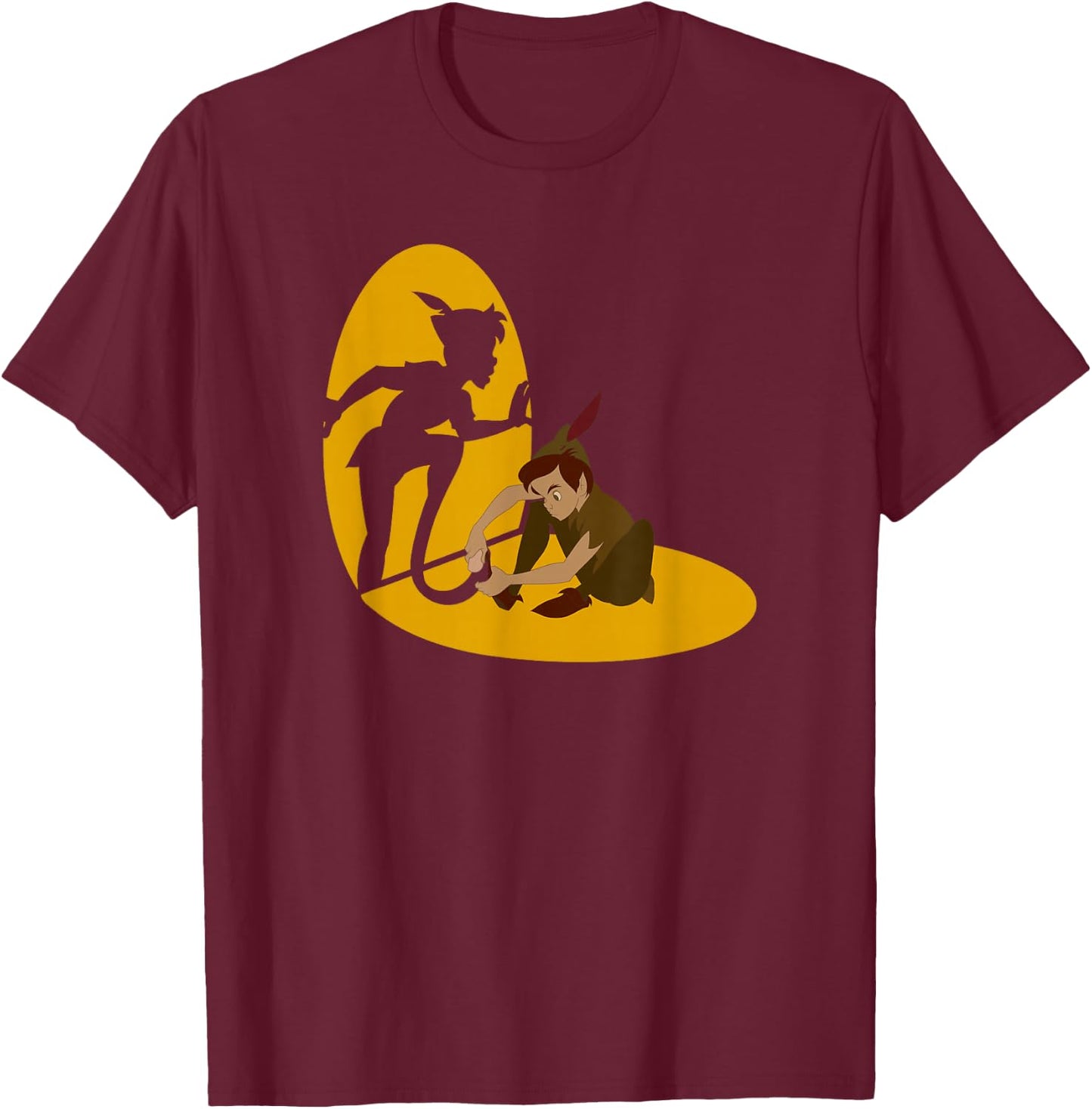 Disney Peter Pan Shadow Spotlight Poster T-Shirt - T-Shirt | Maroon