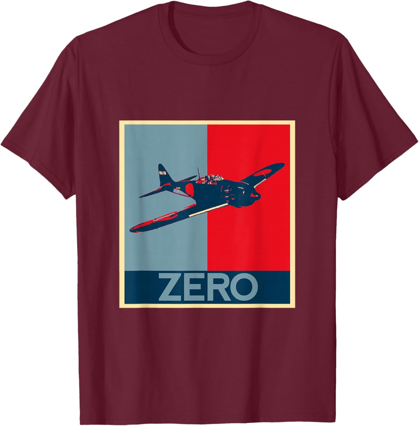 Funny , Zero Fighter Plane, Military Men's, Airplane, WW2, WWII, Military Aircraft, Goods, Clothes, Gift T-Shirt - T-Shirt | Maroon