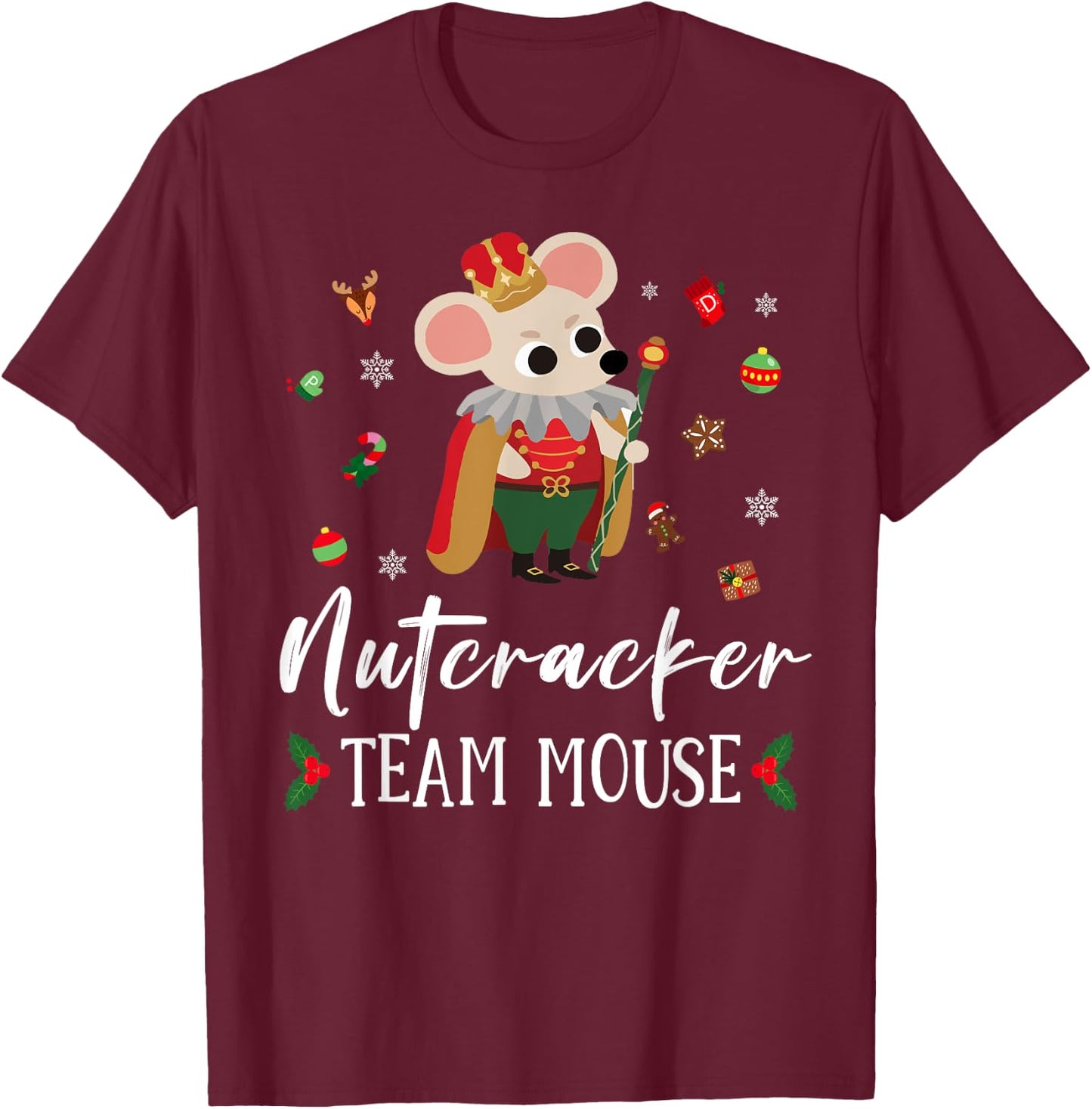 Funny Nutcracker Soldier Toy Christmas Dance Team Mouse Crew T-Shirt - T-Shirt | Maroon