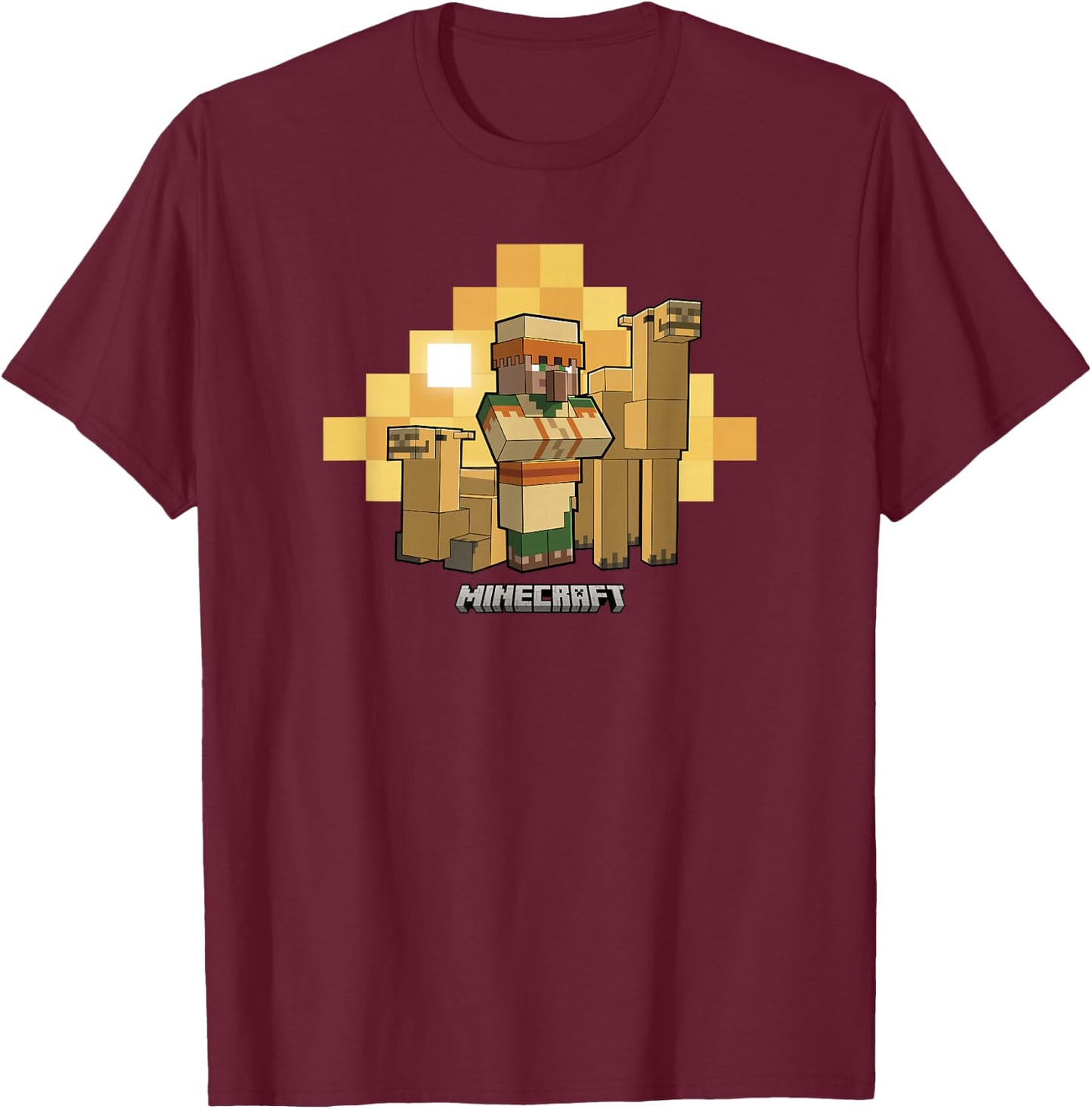 Minecraft Vanilla Villager & Camels Desert Portrait T-Shirt - T-Shirt | Maroon