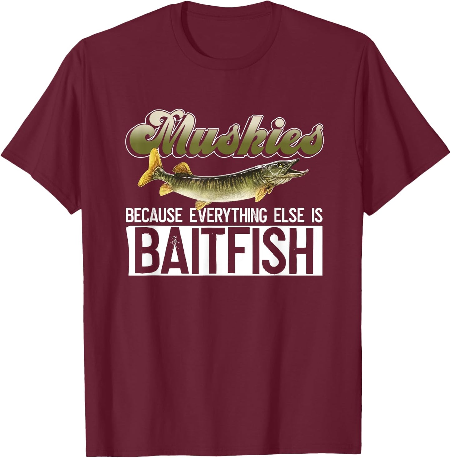 Muskie Hunter And Tiger Muskie T-Shirt - T-Shirt | Maroon