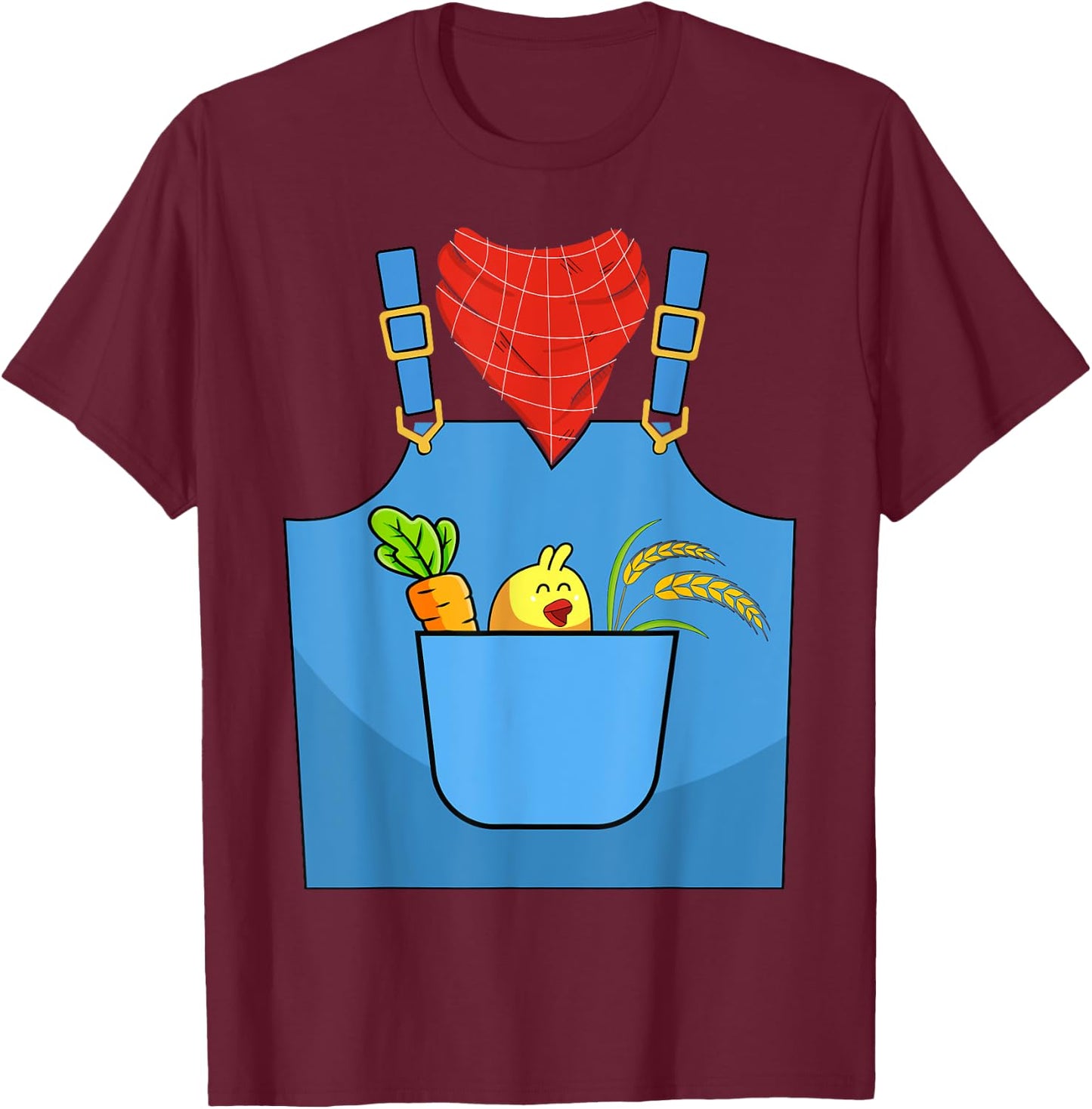 Farmer Costume Halloween Simple Cute Farm Women Men Kids T-Shirt - T-Shirt | Maroon