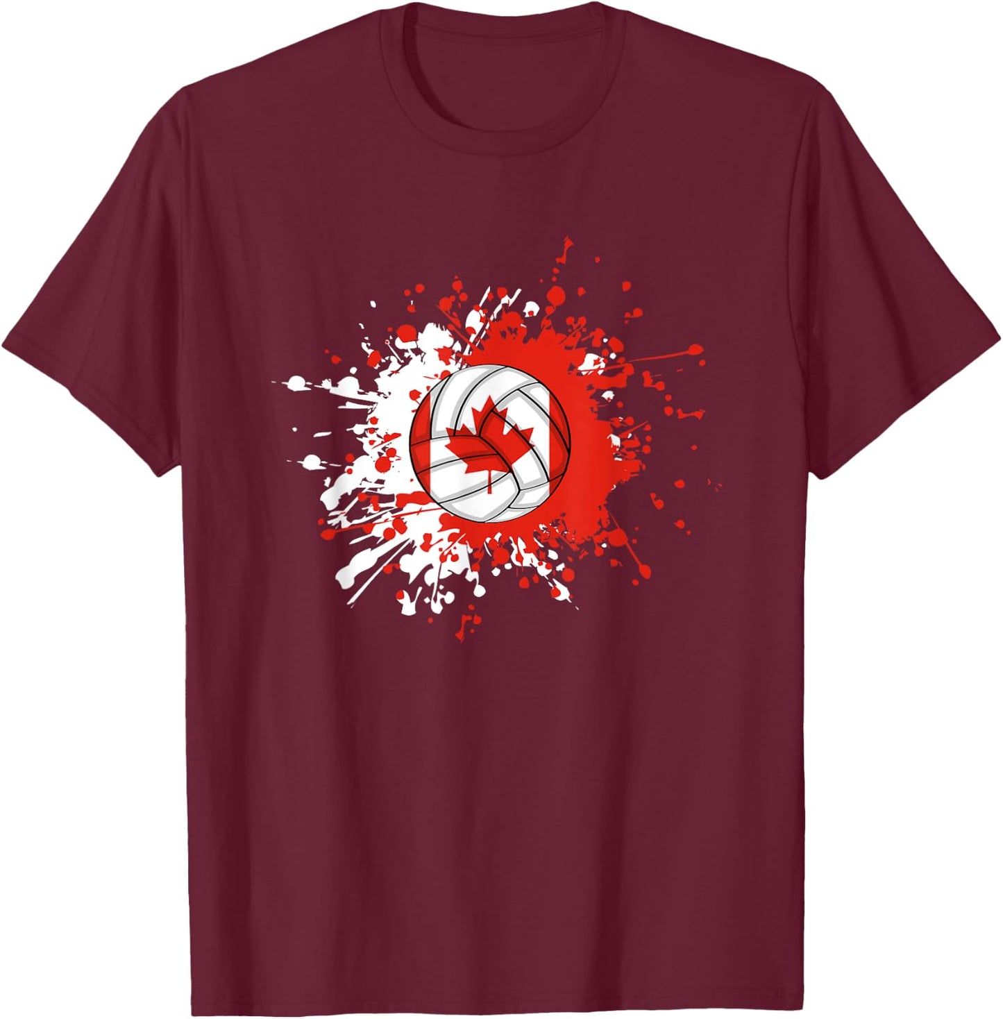 Canadian Volleyball With The Flag Of Canada T-Shirt - T-Shirt | Maroon