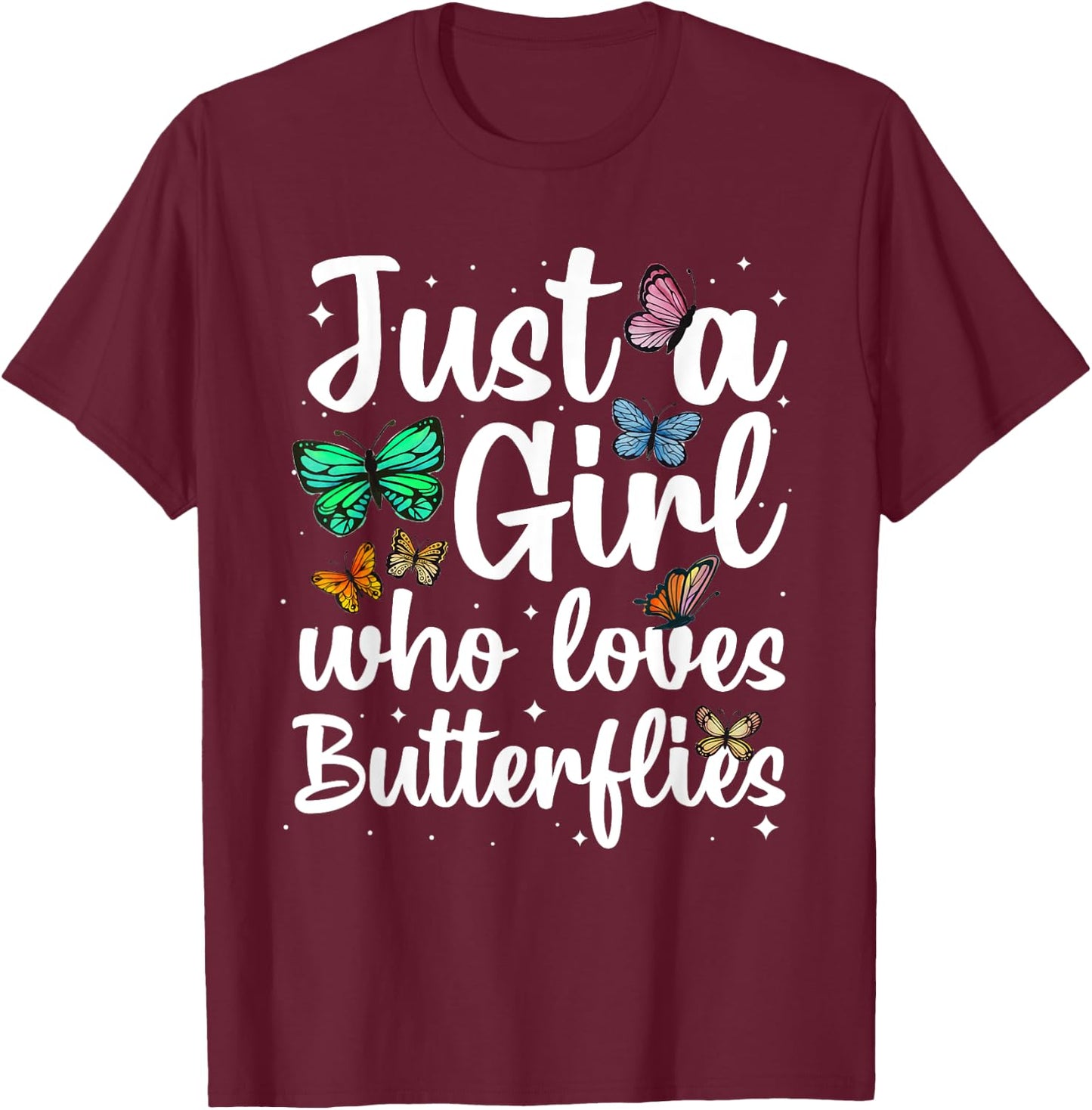 Cute Butterfly Art Girls Monarch Butterfly Lovers T-Shirt - T-Shirt | Maroon