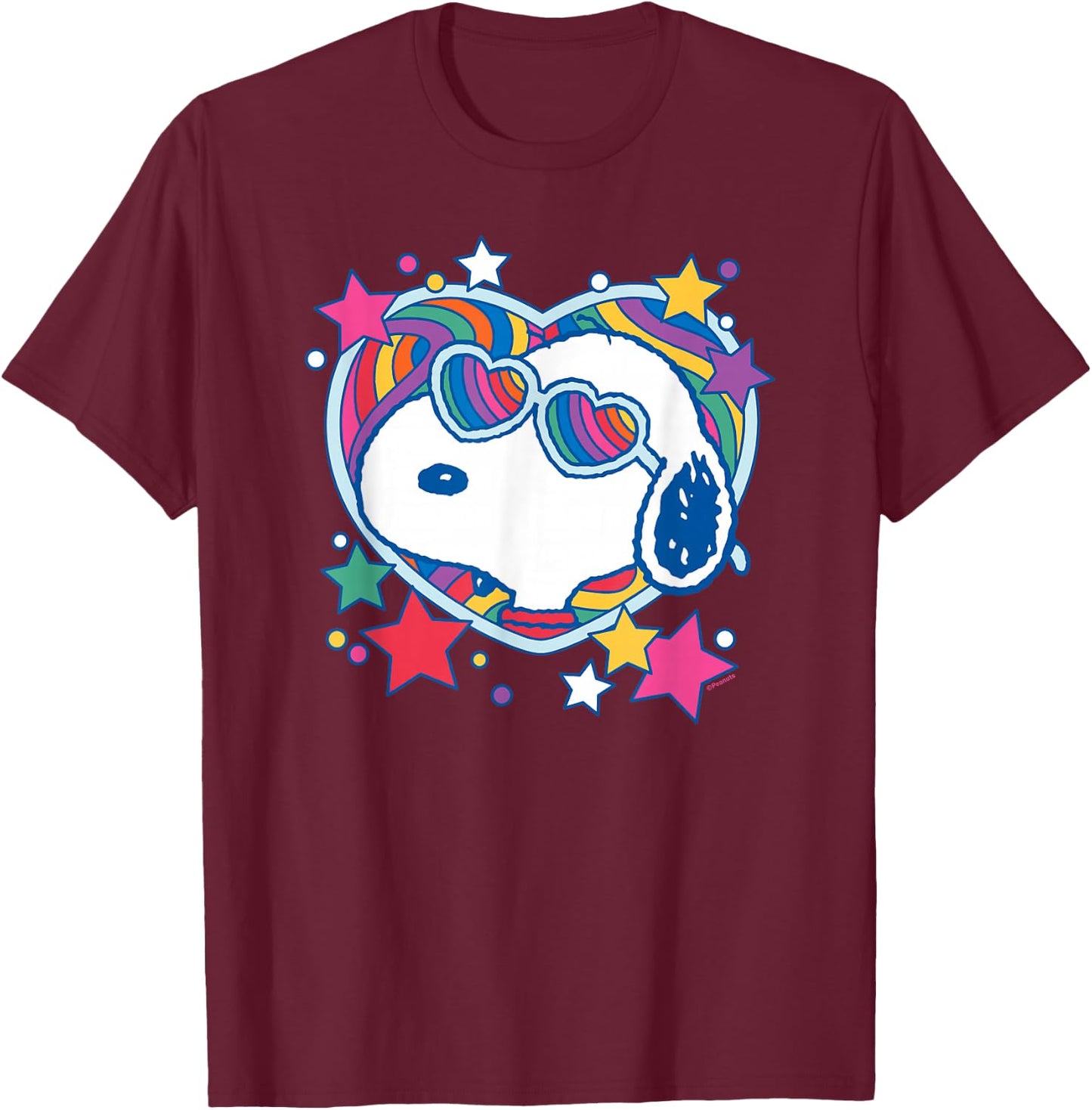 Peanuts - Snoopy Groovy Heart T-Shirt - T-Shirt | Maroon