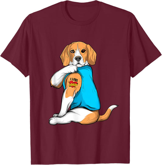 I Love Dad - Beagle Dog Owner Animal Breeder Puppy Lover Women Kids T-Shirt - T-Shirt | Maroon