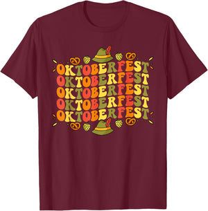 Oktoberfest Retro Groovy German Things Bavarian Festival T-Shirt - T-Shirt | Maroon